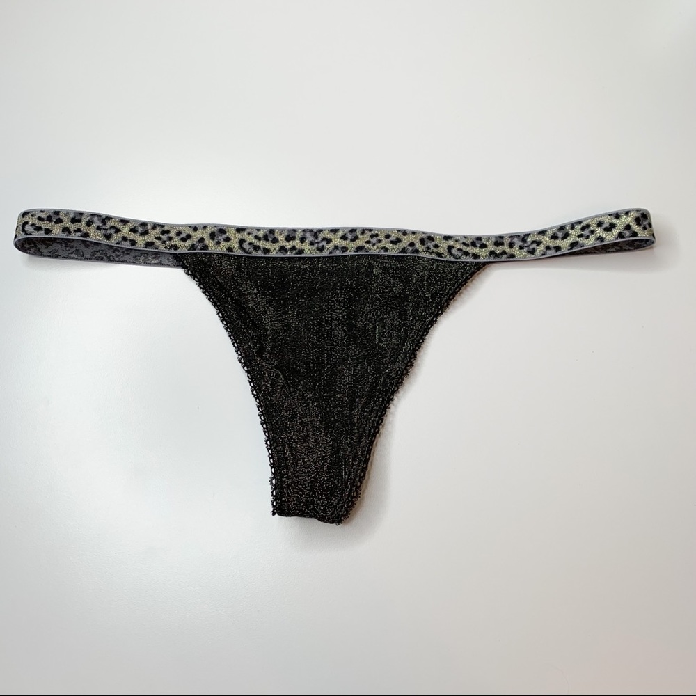 NWOT Victoria’s Secret Black & Gold G-String Leopard Medium